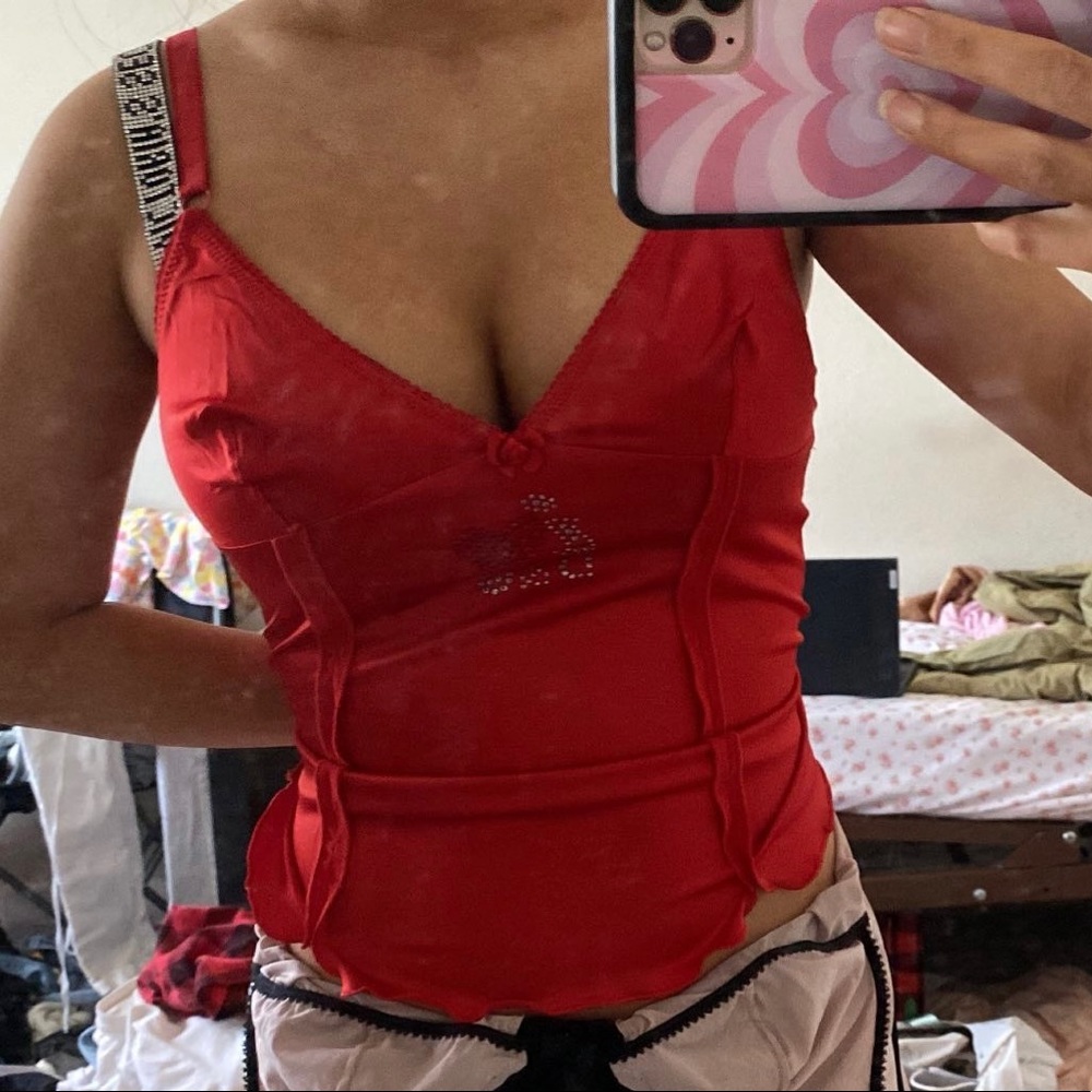 i heart d&g dolce and gabanna red satin camisole